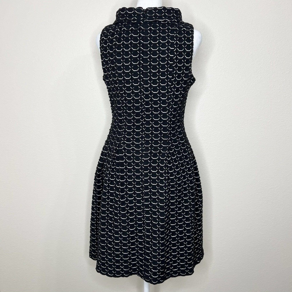 Taylor Black & White Textured Knit Sleeveless 60s Mock Neck Keyhole Dress Sz 6 - Picture 6 of 11